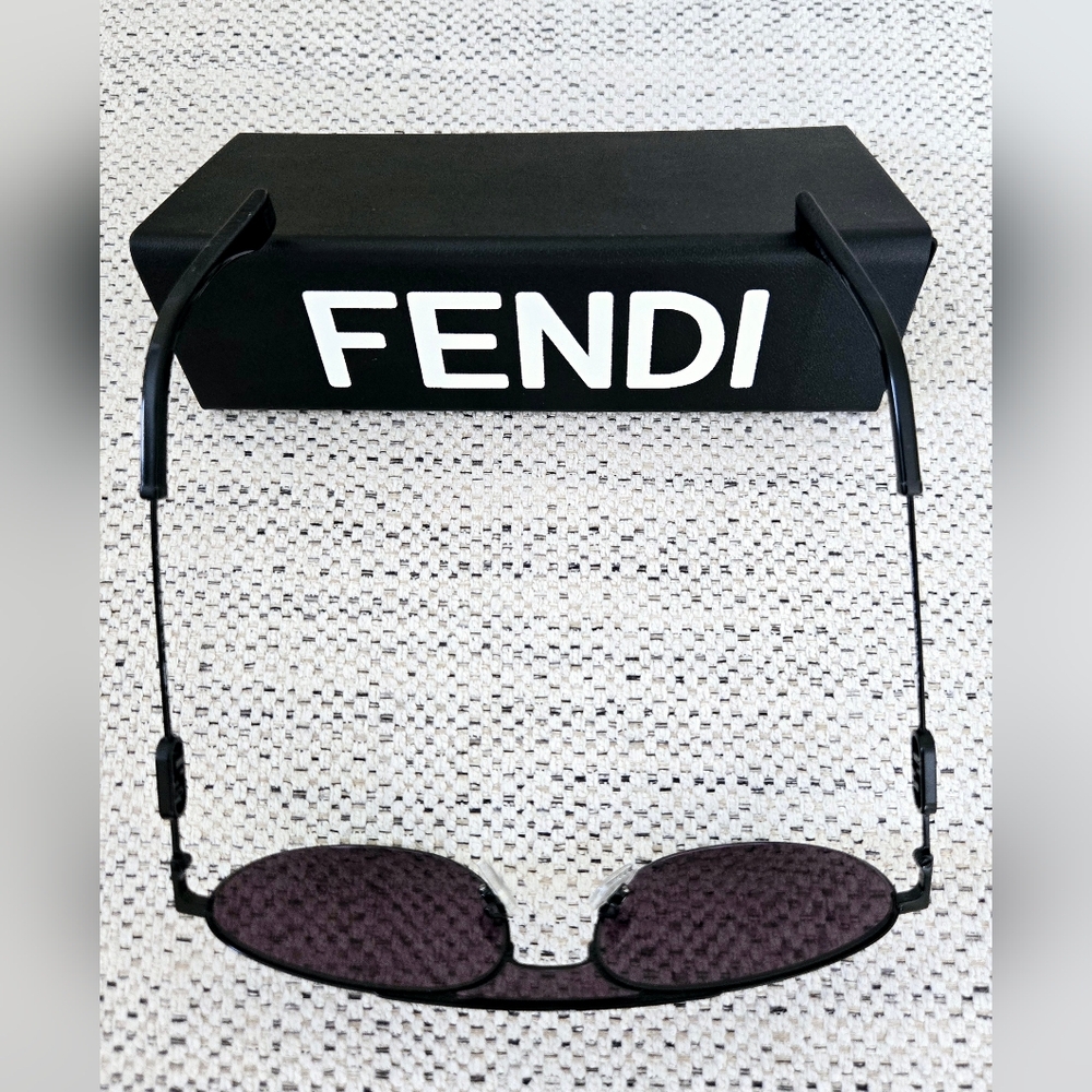 NWT FENDI Black Metal Sunglasses with Dark Oval Lenses - Picture 11 of 14